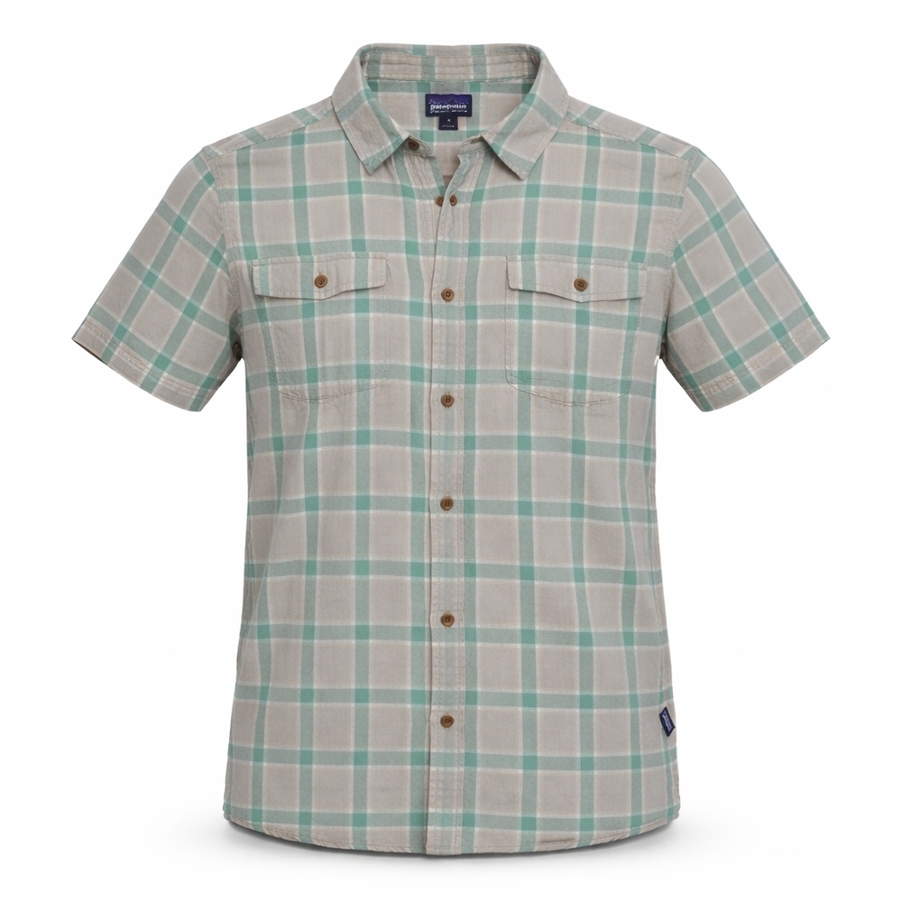Patagonia Green and Gray Plaid Button Down Shirt